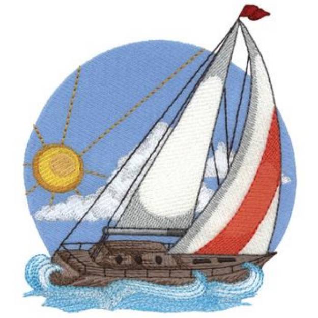 Picture of Sailing Yacht Machine Embroidery Design