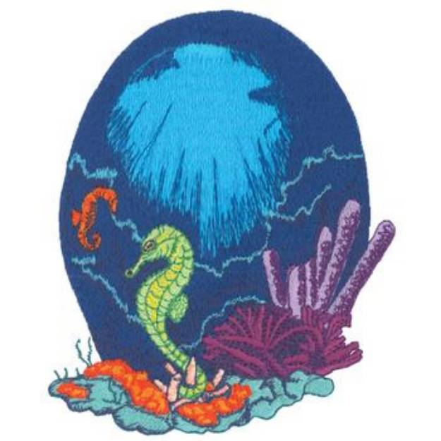 Picture of Sea Horse Scene Machine Embroidery Design