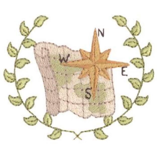 Picture of Map & Compass Machine Embroidery Design