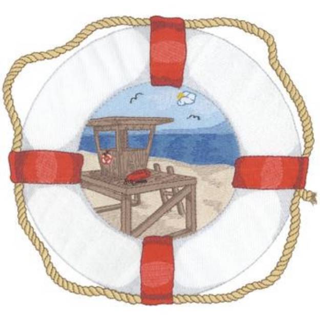 Picture of Life Preserver Scene Machine Embroidery Design