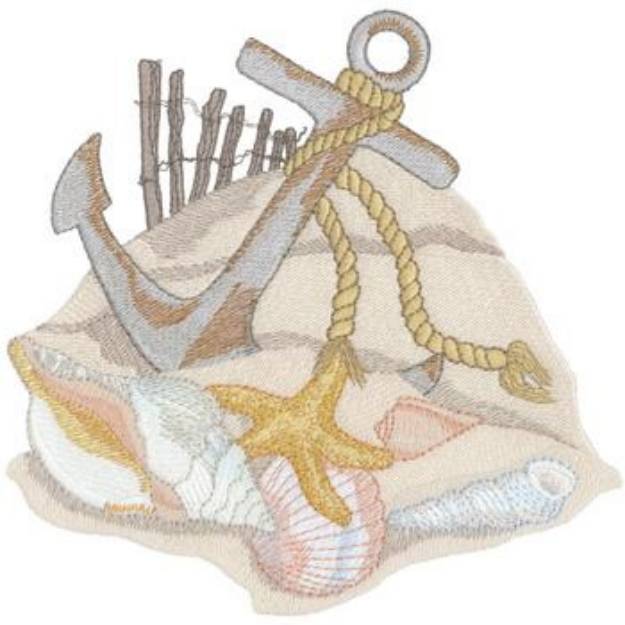 Picture of Anchor In The Sand Machine Embroidery Design