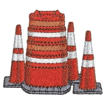 Construction Cones Machine Embroidery Design