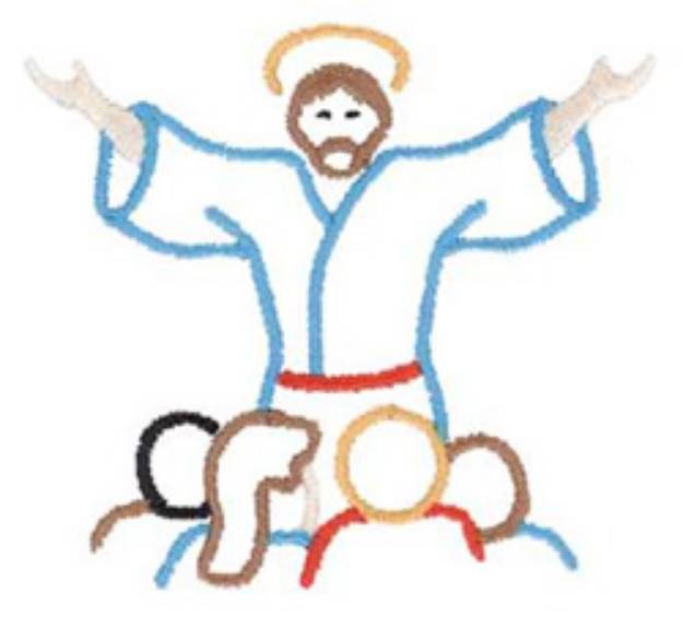 Picture of Jesus With Children Machine Embroidery Design