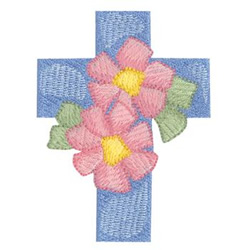 Flowered Cross Machine Embroidery Design