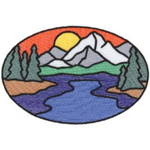 Picture of Stain Glass Mountain Machine Embroidery Design