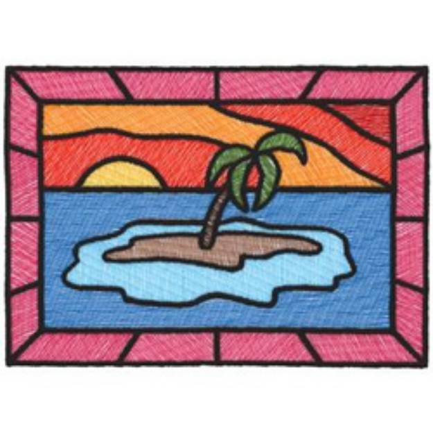 Picture of Stain Glass Sunset Machine Embroidery Design