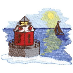 Lighthouse Sunset Machine Embroidery Design