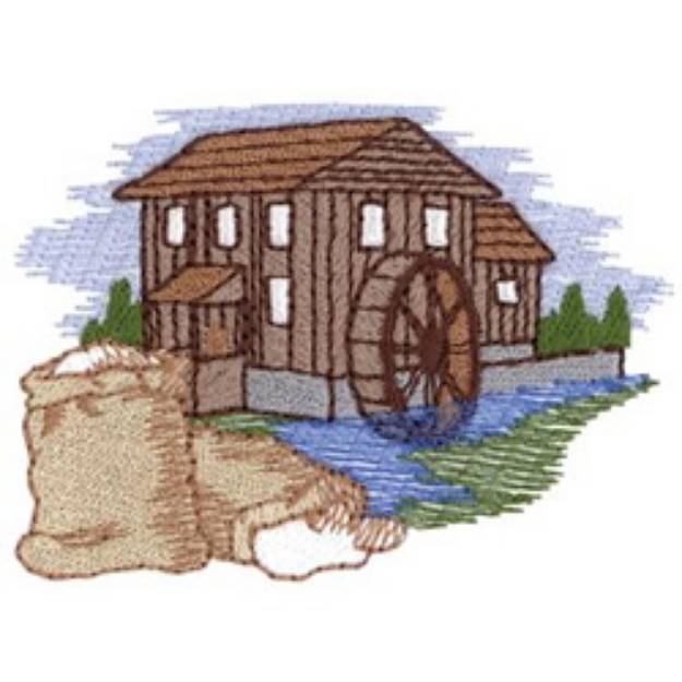 Picture of Watermill Machine Embroidery Design