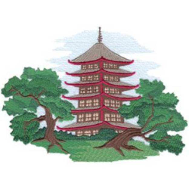 Picture of Pagoda Machine Embroidery Design