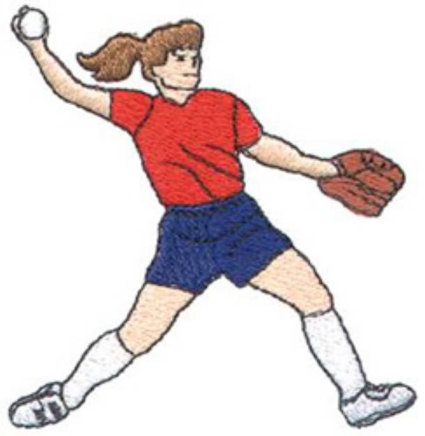 Picture of Softball Player Machine Embroidery Design