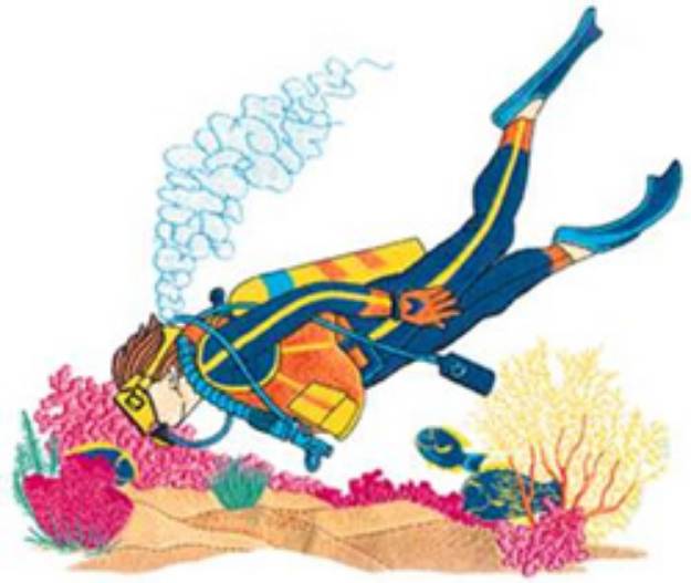 Picture of Ocean Scuba Diver Machine Embroidery Design