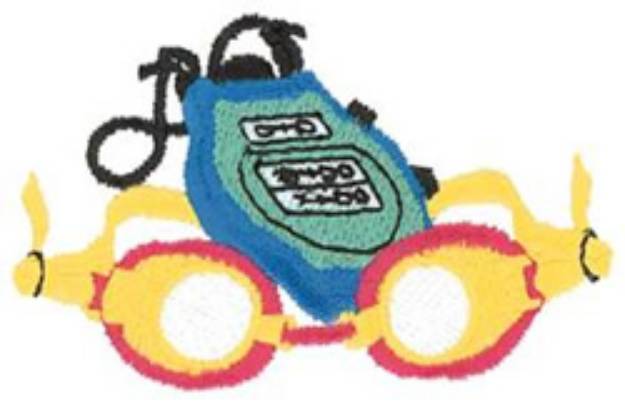 Picture of Stopwatch & Goggles Machine Embroidery Design