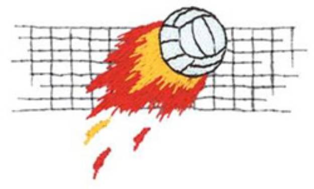 Picture of Flaming Volleyball Machine Embroidery Design