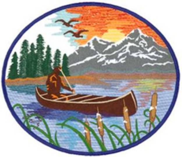 Picture of Canoeing Scene Machine Embroidery Design