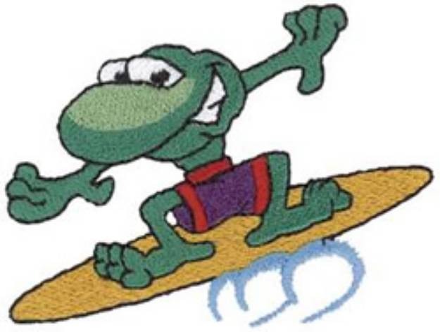 Picture of Surfing Frog Machine Embroidery Design