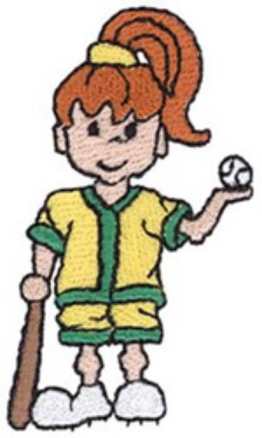 Picture of Softball Girl Machine Embroidery Design