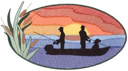 Fishing Sunrise Machine Embroidery Design