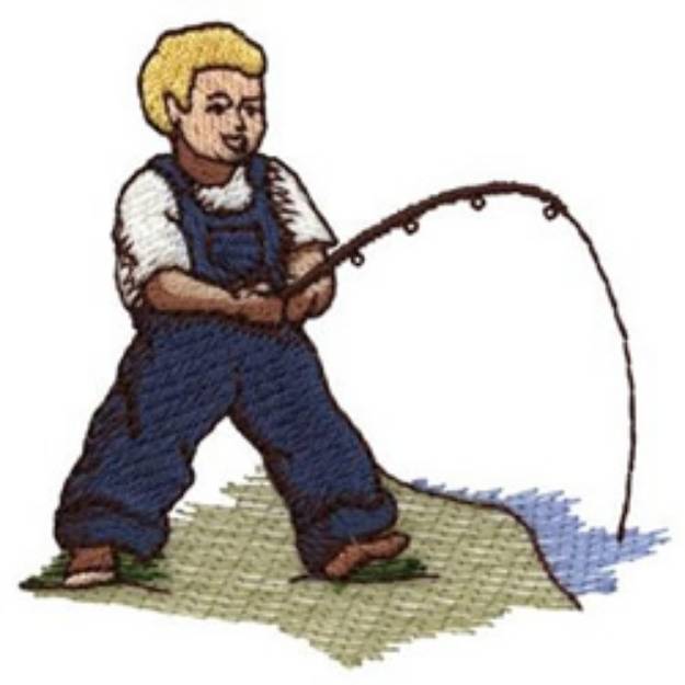 Picture of Fishing Boy Machine Embroidery Design