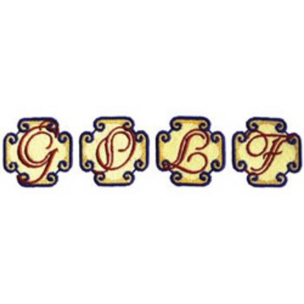 Picture of Golf Letters Machine Embroidery Design