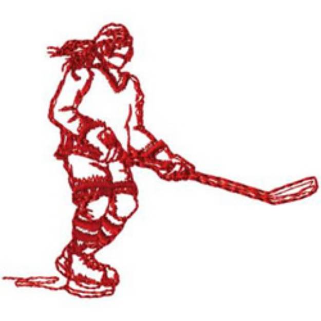 Picture of Redwork Hockey Machine Embroidery Design