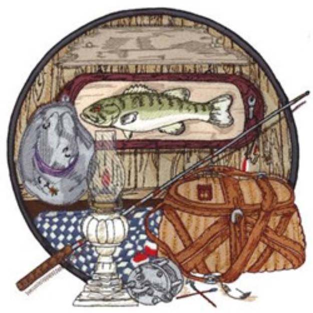 Picture of Old Time Fishing Machine Embroidery Design