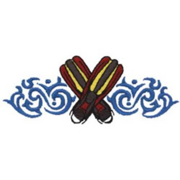 Picture of Tribal Diving Fins Machine Embroidery Design