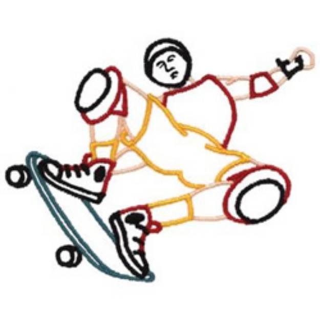 Picture of Skateboarder Outline Machine Embroidery Design