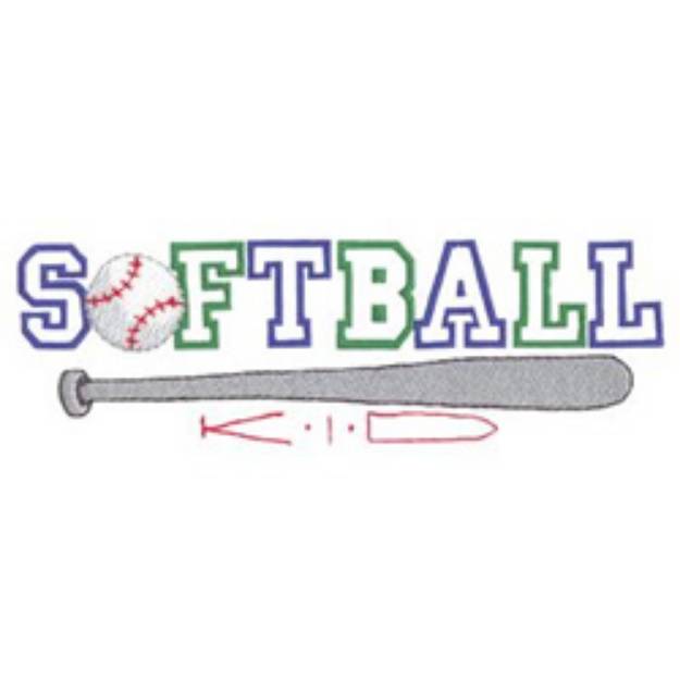 Picture of Softball Kid Machine Embroidery Design