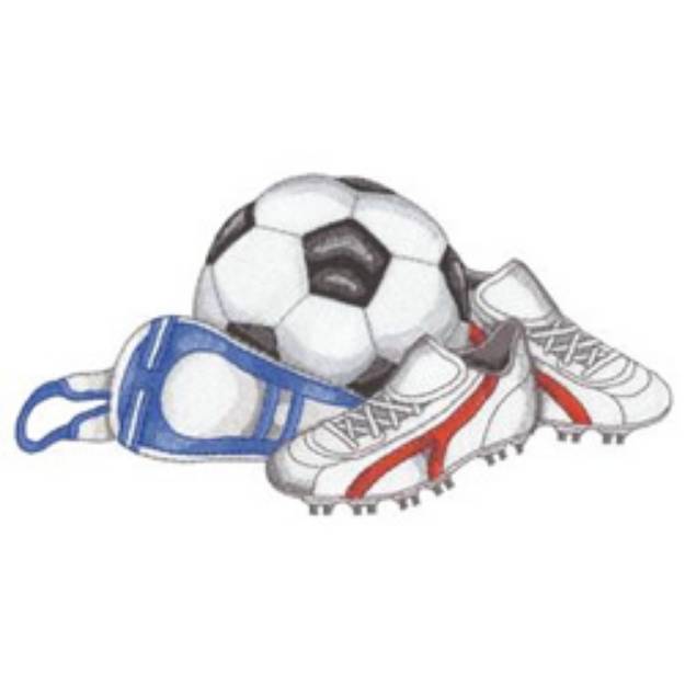 Picture of Soccer Equipment Machine Embroidery Design