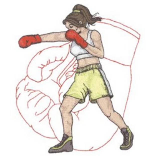 Picture of Female Boxing Machine Embroidery Design