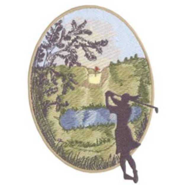 Picture of Paradise Woman Golfer Machine Embroidery Design