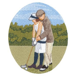 Golf Couple Machine Embroidery Design