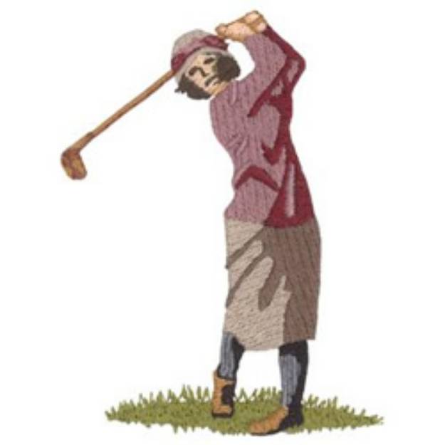 Picture of Lady Playing Golf Machine Embroidery Design
