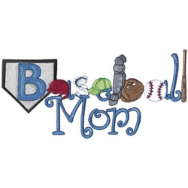 Picture of Baseball Mom Machine Embroidery Design