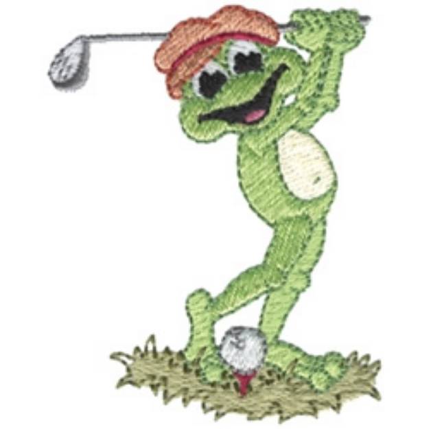 Picture of Golfing Frog Machine Embroidery Design