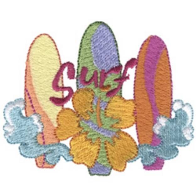 Picture of Girly Surf Machine Embroidery Design