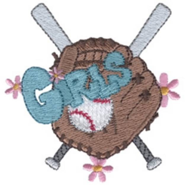 Picture of Girls Softball Machine Embroidery Design