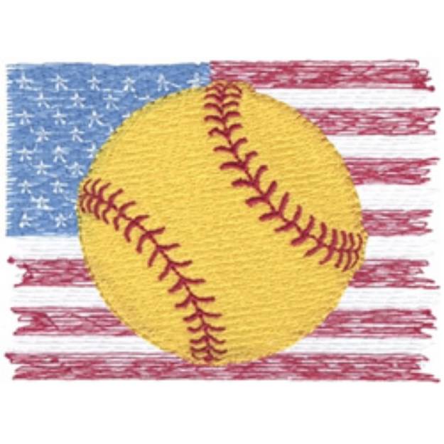 Picture of American Softball Machine Embroidery Design