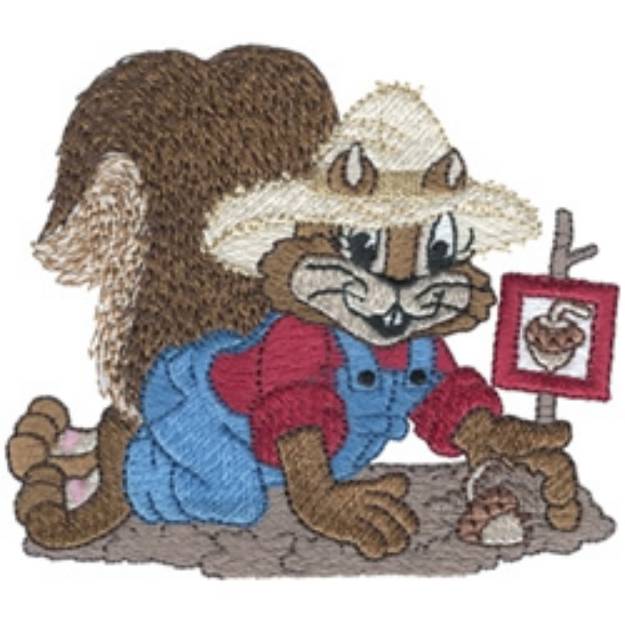 Picture of Gardening Squirrel Machine Embroidery Design