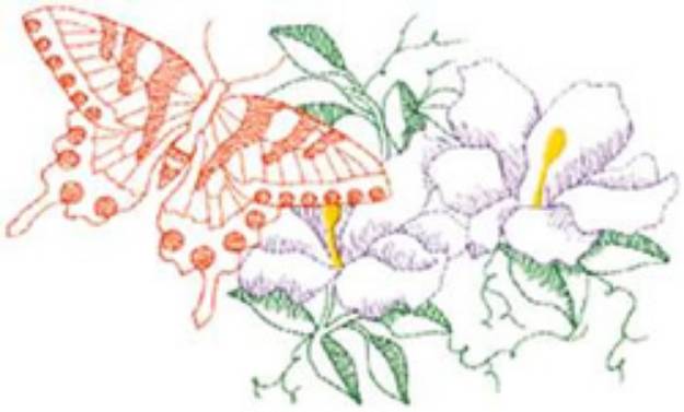 Picture of Butterfly Scene Machine Embroidery Design