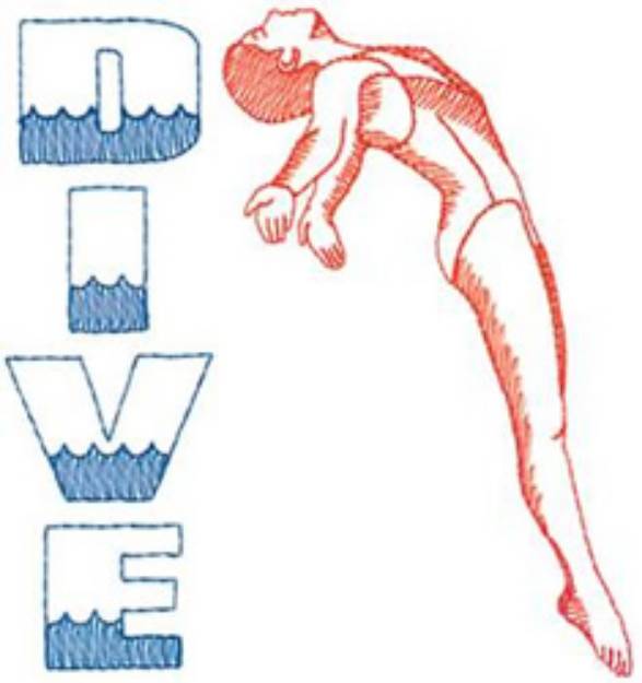 Picture of Female Diver Machine Embroidery Design