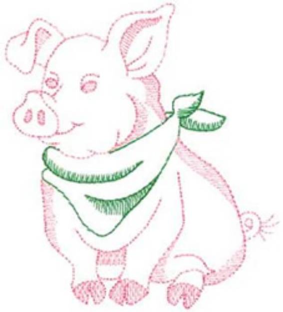 Picture of Pig With Bib Machine Embroidery Design