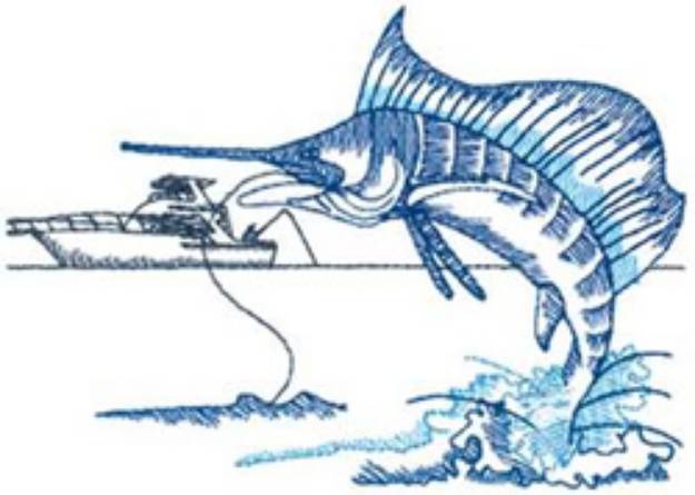 Picture of Sailfish Scene Machine Embroidery Design