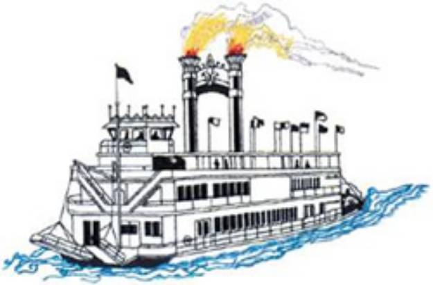 Picture of Paddleboat Outline Machine Embroidery Design