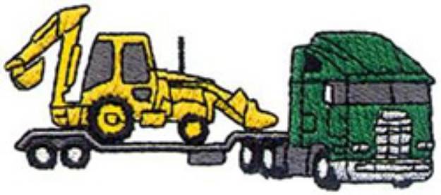 Picture of Tractor With Lowboy Machine Embroidery Design