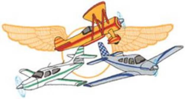 Picture of Airplane Collage Machine Embroidery Design
