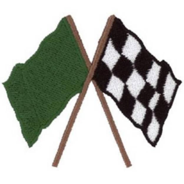 Picture of Green & Checkered Flag Machine Embroidery Design