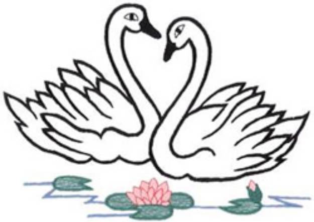 Picture of Swans Outline Machine Embroidery Design