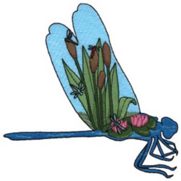 Picture of Dragonfly Scene Machine Embroidery Design