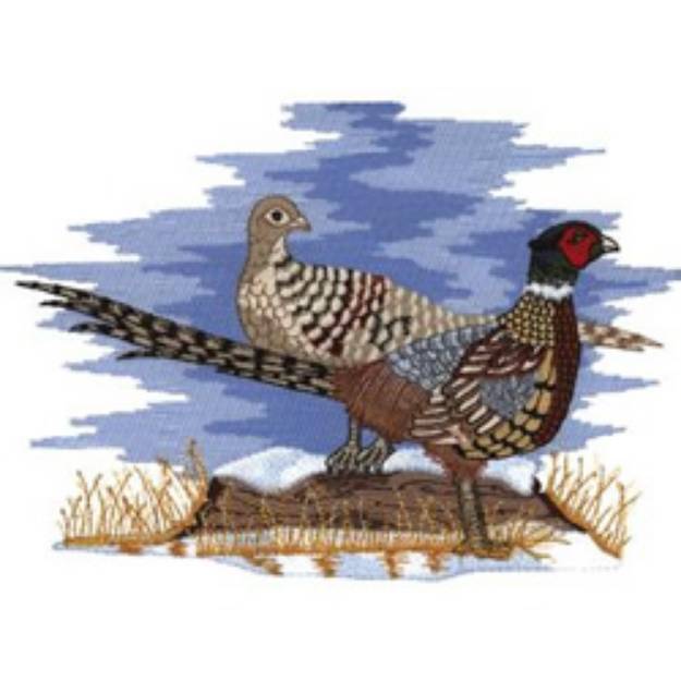 Picture of Two Pheasants Machine Embroidery Design